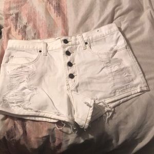 White highwaisted denim shorts
